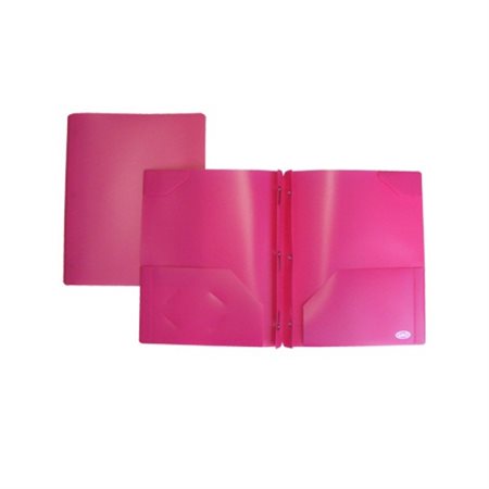 Portfolio de plastique transparent rose avec pochettes et attaches  
