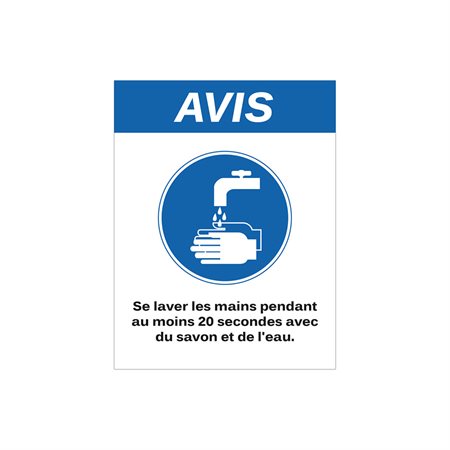 Handwashing Notice Label - 8 1 / 2 x 11 (French)