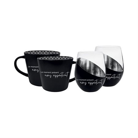 Set of 2 coffee cups (440ml) and 2 wine glasses (500ml)
