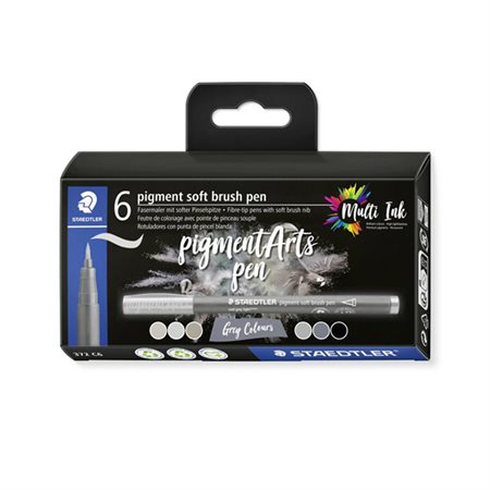 Staedtler Pigment Soft Brush Pen  (6) - Grey